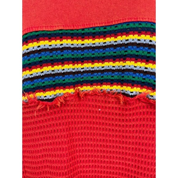 BDG Womens Red Textured Knit Long Sleeve Top RUGBY Stripe Size Medium M NWT New - Picture 3 of 11